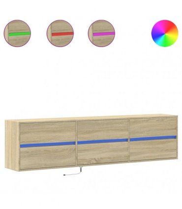 vidaXL TV Wall Cabinet with LED Sonoma Oak 180x31x45 cm