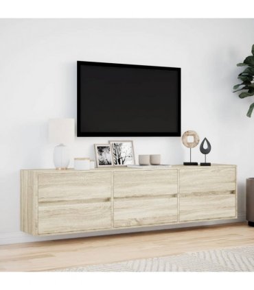 vidaXL TV Wall Cabinet with LED Sonoma Oak 180x31x45 cm