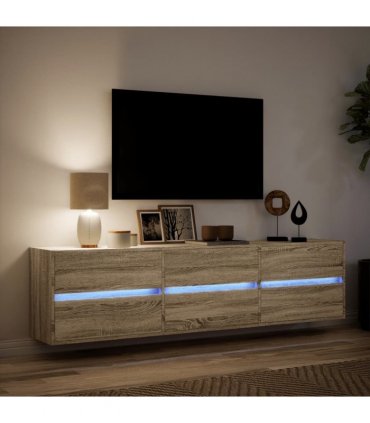 vidaXL TV Wall Cabinet with LED Sonoma Oak 180x31x45 cm