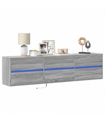 vidaXL TV Wall Cabinet with LED Grey Sonoma 180x31x45 cm