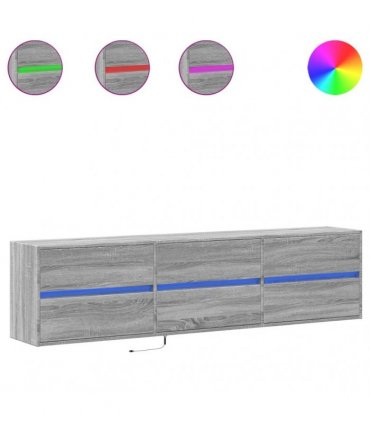 vidaXL TV Wall Cabinet with LED Grey Sonoma 180x31x45 cm