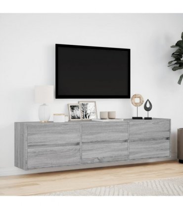 vidaXL TV Wall Cabinet with LED Grey Sonoma 180x31x45 cm