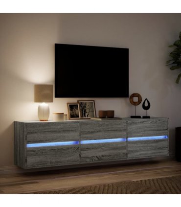 vidaXL TV Wall Cabinet with LED Grey Sonoma 180x31x45 cm