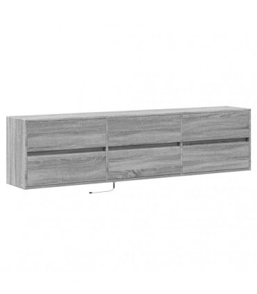 vidaXL TV Wall Cabinet with LED Grey Sonoma 180x31x45 cm