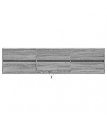 vidaXL TV Wall Cabinet with LED Grey Sonoma 180x31x45 cm