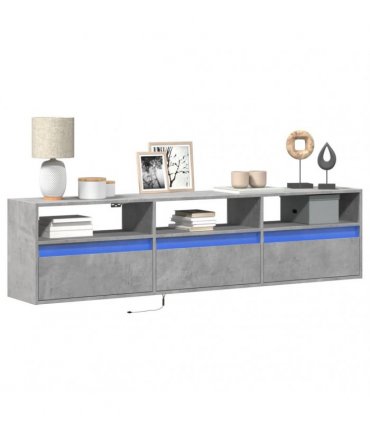 vidaXL TV Wall Cabinet with LED Concrete Grey 180x31x45 cm