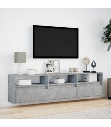 vidaXL TV Wall Cabinet with LED Concrete Grey 180x31x45 cm