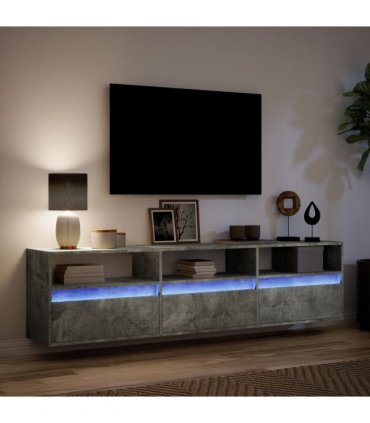 vidaXL TV Wall Cabinet with LED Concrete Grey 180x31x45 cm