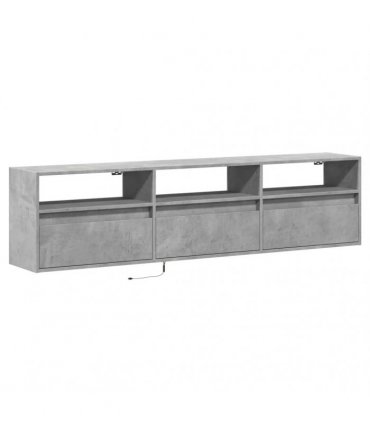 vidaXL TV Wall Cabinet with LED Concrete Grey 180x31x45 cm