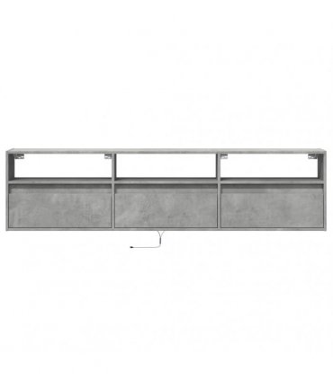 vidaXL TV Wall Cabinet with LED Concrete Grey 180x31x45 cm