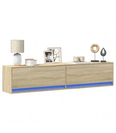 vidaXL TV Wall Cabinet with LED Sonoma Oak 180x31x38 cm