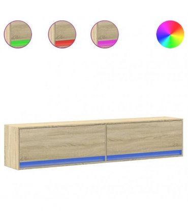 vidaXL TV Wall Cabinet with LED Sonoma Oak 180x31x38 cm