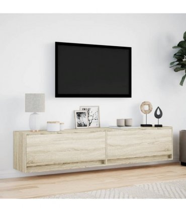 vidaXL TV Wall Cabinet with LED Sonoma Oak 180x31x38 cm