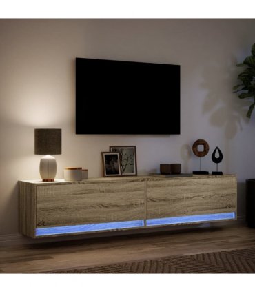 vidaXL TV Wall Cabinet with LED Sonoma Oak 180x31x38 cm