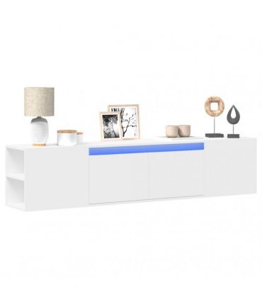 vidaXL TV Wall Cabinet with LED White 180x31x39,5 cm