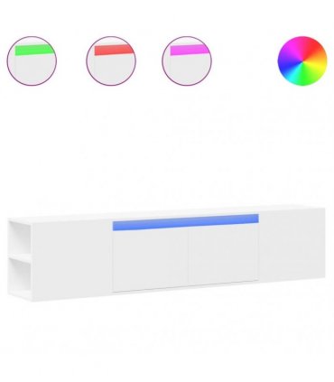 vidaXL TV Wall Cabinet with LED White 180x31x39,5 cm