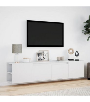 vidaXL TV Wall Cabinet with LED White 180x31x39,5 cm