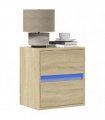 vidaXL Wall-mounted Bedside Cabinets with LED Lights 2 pcs Sonoma Oak