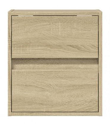vidaXL Wall-mounted Bedside Cabinets with LED Lights 2 pcs Sonoma Oak