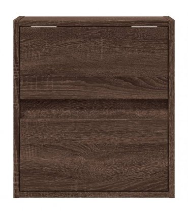 vidaXL Wall-mounted Bedside Cabinet with LED Lights Brown Oak