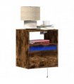 vidaXL Wall-mounted Bedside Cabinets with LED Lights 2 pcs Smoked Oak