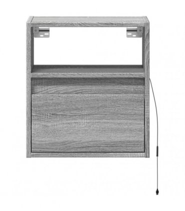 vidaXL Wall-mounted Bedside Cabinets with LED Lights 2 pcs Grey Sonoma