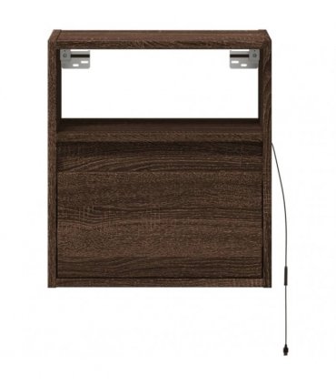 vidaXL Wall-mounted Bedside Cabinet with LED Lights Brown Oak