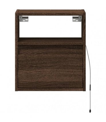 vidaXL Wall-mounted Bedside Cabinets with LED Lights 2 pcs Brown Oak