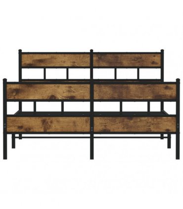 vidaXL Metal Bed Frame without Mattress Smoked Oak 160x200 cm