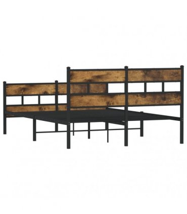 vidaXL Metal Bed Frame without Mattress Smoked Oak 160x200 cm
