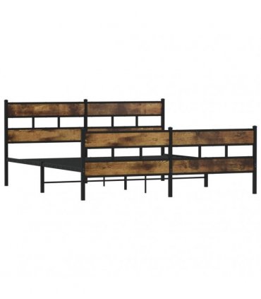 vidaXL Metal Bed Frame without Mattress Smoked Oak 180x200 cm