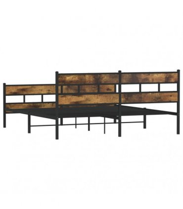 vidaXL Metal Bed Frame without Mattress Smoked Oak 193x203 cm