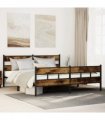 vidaXL Metal Bed Frame without Mattress Smoked Oak 200x200 cm