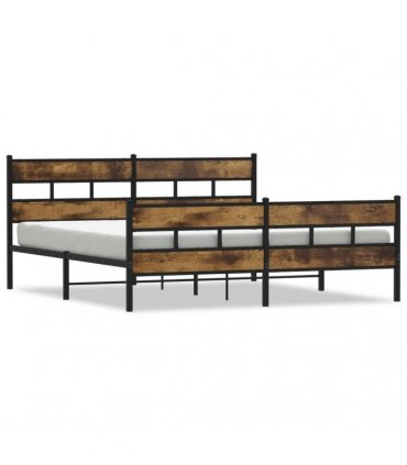 vidaXL Metal Bed Frame without Mattress Smoked Oak 200x200 cm