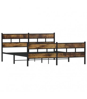 vidaXL Metal Bed Frame without Mattress Smoked Oak 200x200 cm