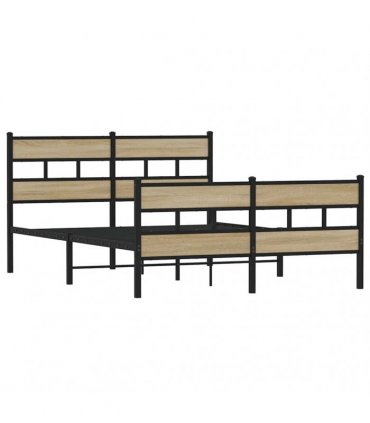vidaXL Metal Bed Frame without Mattress Sonoma Oak 150x200 cm
