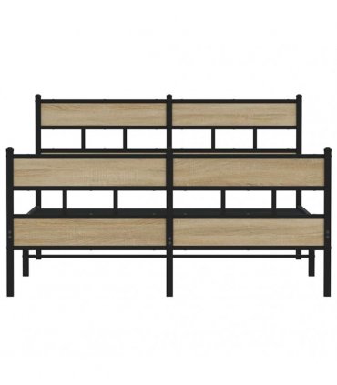 vidaXL Metal Bed Frame without Mattress Sonoma Oak 150x200 cm