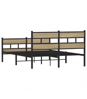 vidaXL Metal Bed Frame without Mattress Sonoma Oak 150x200 cm