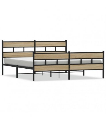 vidaXL Metal Bed Frame without Mattress Sonoma Oak 183x213 cm