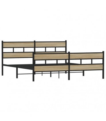 vidaXL Metal Bed Frame without Mattress Sonoma Oak 183x213 cm