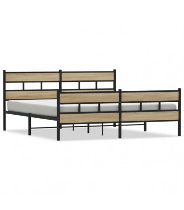 vidaXL Metal Bed Frame without Mattress Sonoma Oak 193x203 cm
