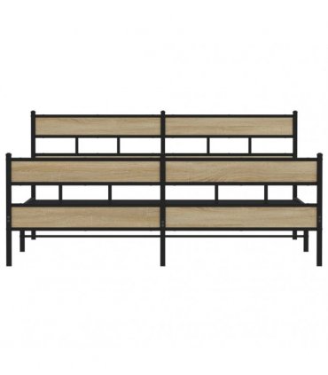 vidaXL Metal Bed Frame without Mattress Sonoma Oak 193x203 cm