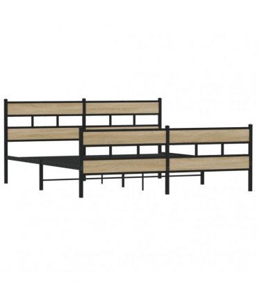 vidaXL Metal Bed Frame without Mattress Sonoma Oak 200x200 cm