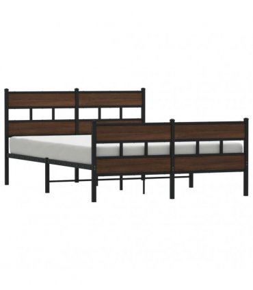 vidaXL Metal Bed Frame without Mattress Brown Oak 150x200 cm