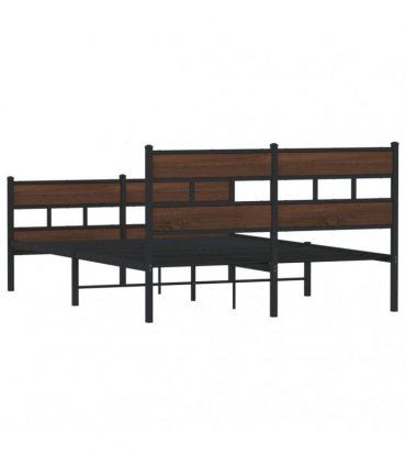 vidaXL Metal Bed Frame without Mattress Brown Oak 150x200 cm
