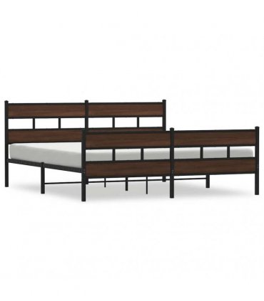 vidaXL Metal Bed Frame without Mattress Brown Oak 183x213 cm