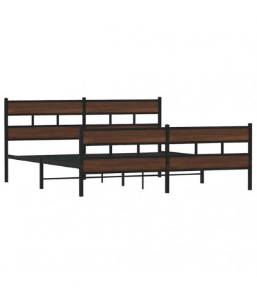 vidaXL Metal Bed Frame without Mattress Brown Oak 183x213 cm