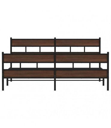 vidaXL Metal Bed Frame without Mattress Brown Oak 183x213 cm
