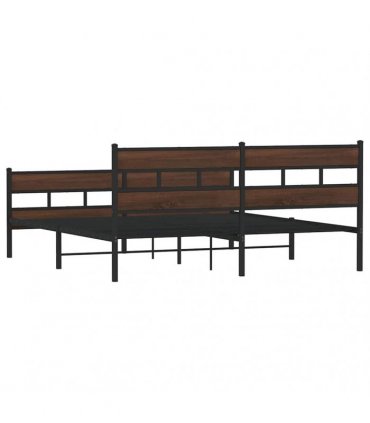 vidaXL Metal Bed Frame without Mattress Brown Oak 183x213 cm