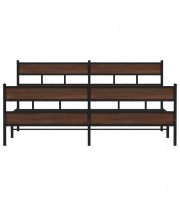 vidaXL Metal Bed Frame without Mattress Brown Oak 193x203 cm